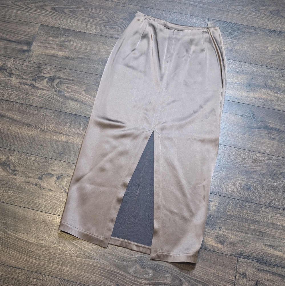 {Margaret Oleary} Brown Rayon Acetate Midi Skirt Size‎ Medium
